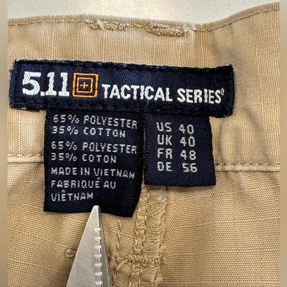 5.11 Tactical Mens Shorts Size 40 - 10 Inch Inseam Pro Cargo Ripstop Khaki Tan - Picture 5 of 11